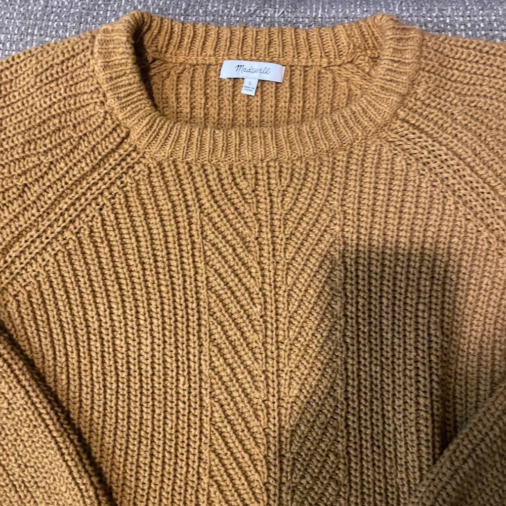 SOLD!! Madewell Burnt Orange Cotton Balloon Sleeve Pullover Sweater Size Large - Picture 2 of 5